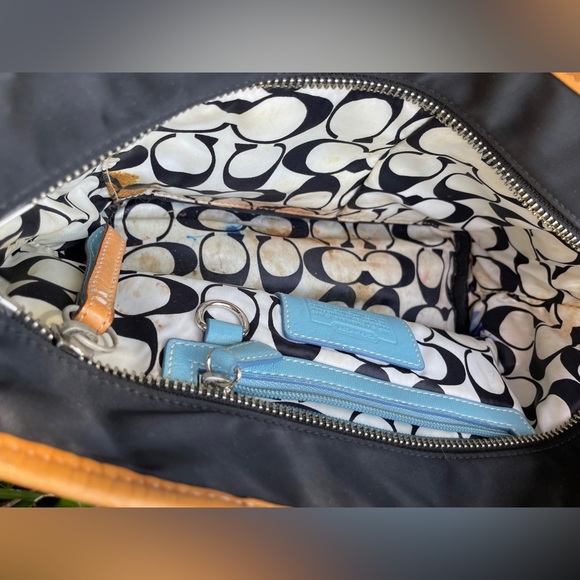 Coach Hampton 1941 Ladybug Blue Black Nylon
Leather Trim Mini Tote Bag - Picture 7 of 11
